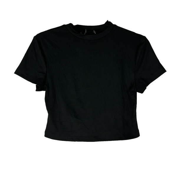 Cider Crop Top Womens Medium Black Tshirt Short Sleeve Round Neck Pullover NWOT - Picture 1 of 7